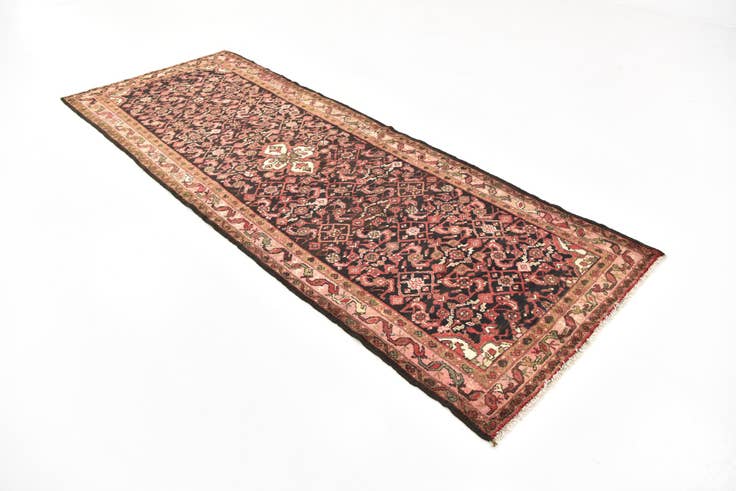 Detail image of 3' 9 x 10' 2 Hand Knotted Hossainabad Persian Wool Runner Rug
