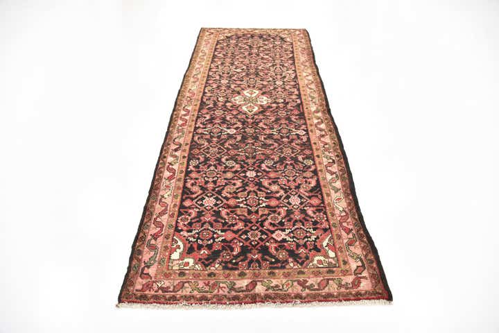 3' 9 x 10' 2 Hand Knotted Hossainabad Persian Wool Runner Rug