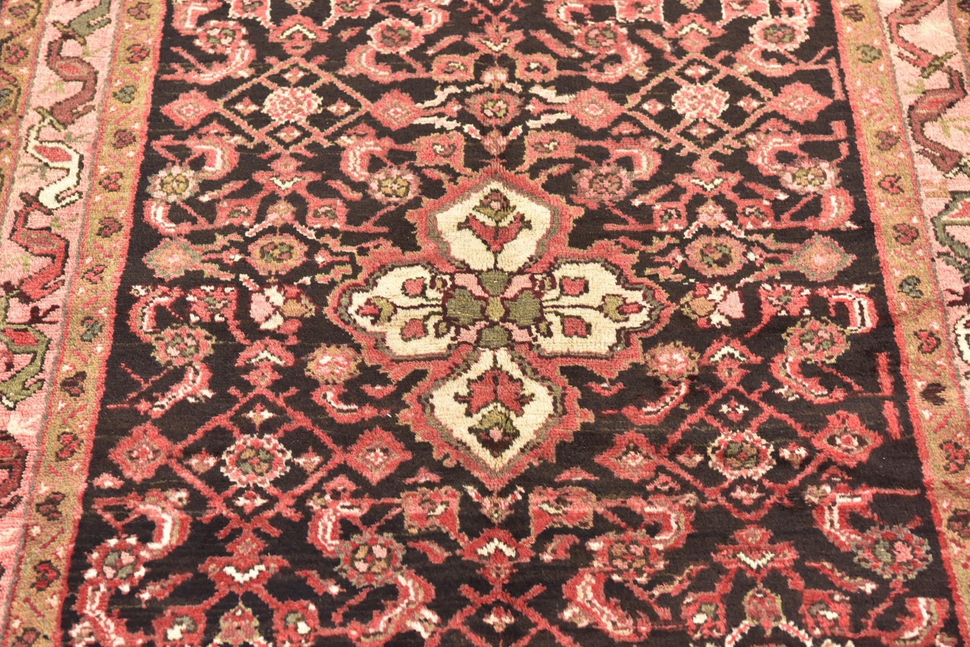 3' 9 x 10' 2 Hand Knotted Hossainabad Persian Wool Runner Rug
