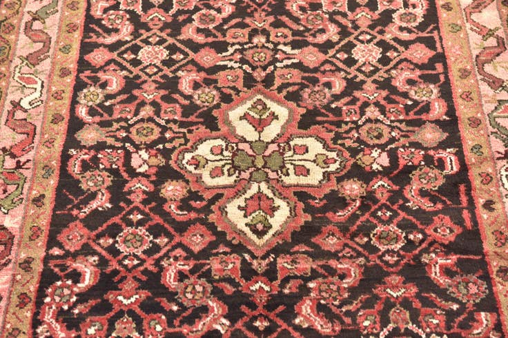 Detail image of 3' 9 x 10' 2 Hand Knotted Hossainabad Persian Wool Runner Rug