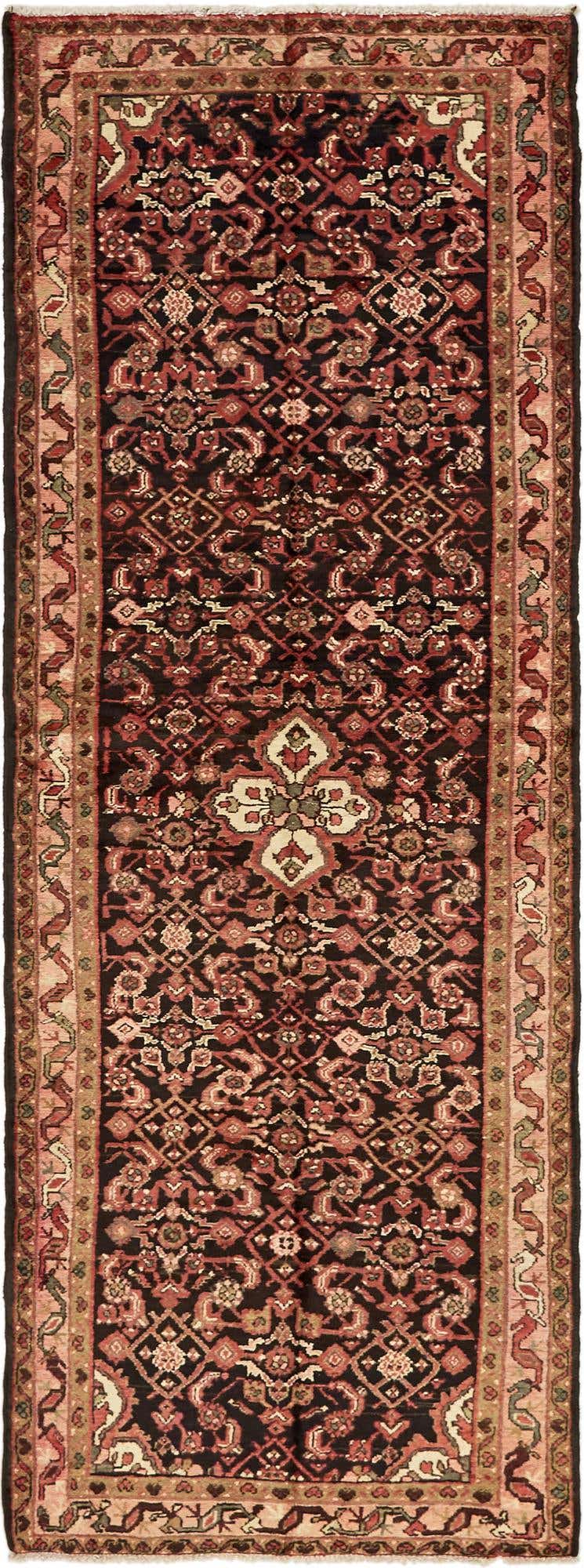 3' 9 x 10' 2 Hand Knotted Hossainabad Persian Wool Runner Rug