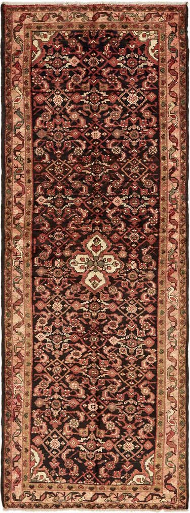 3' 9 x 10' 2 Hand Knotted Hossainabad Persian Wool Runner Rug