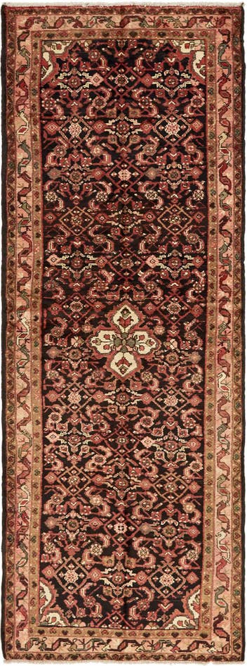 Detail image of 3' 9 x 10' 2 Hand Knotted Hossainabad Persian Wool Runner Rug