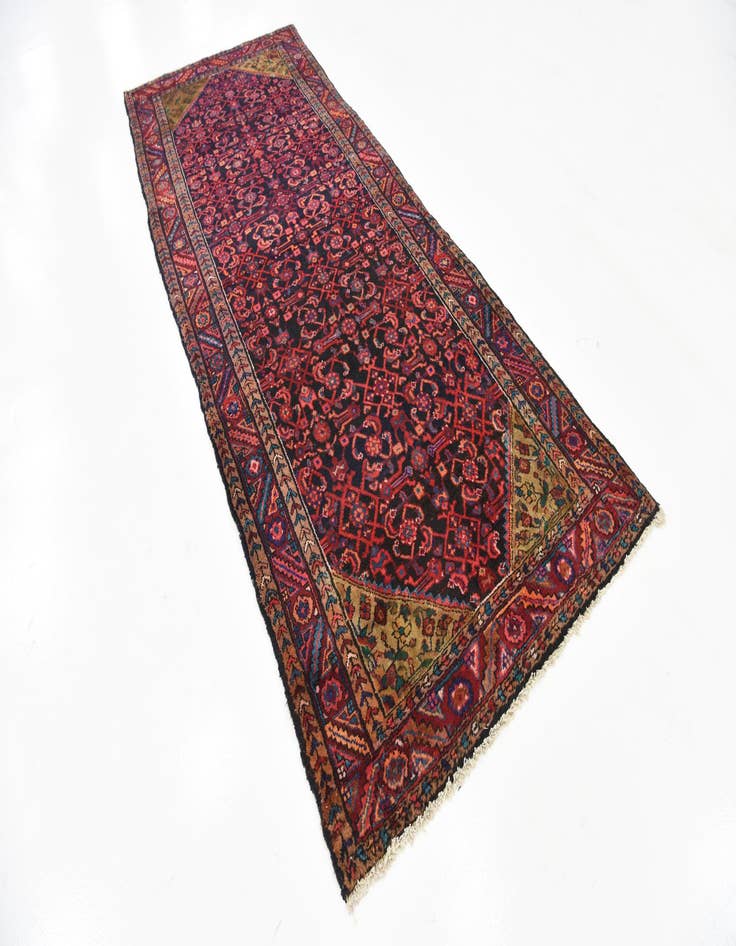 Detail image of 3' 11 x 10'  Hand Knotted Hossainabad Persian Wool Runner Rug