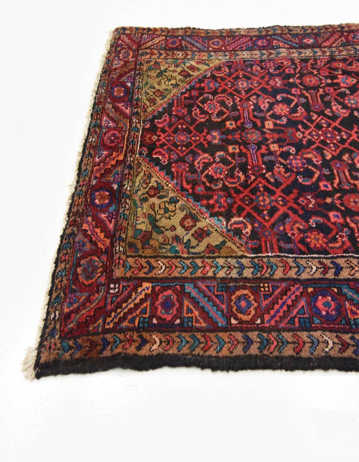 Detail image of 3' 11 x 10'  Hand Knotted Hossainabad Persian Wool Runner Rug