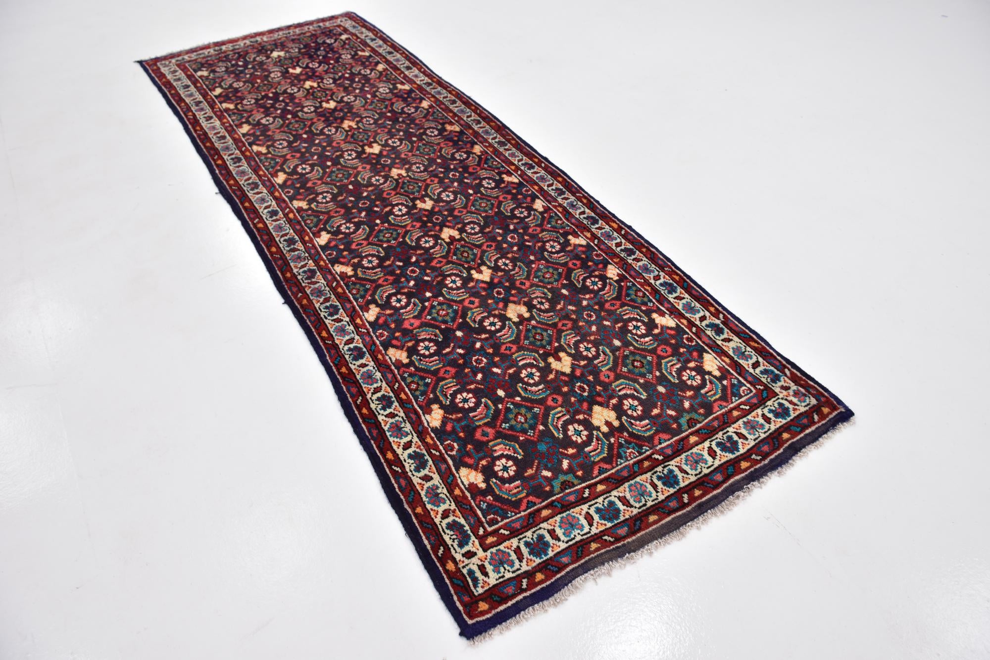 105cm x 310cm anudado a mano Hossainabad Alfombra Persa Lana Pasillera
