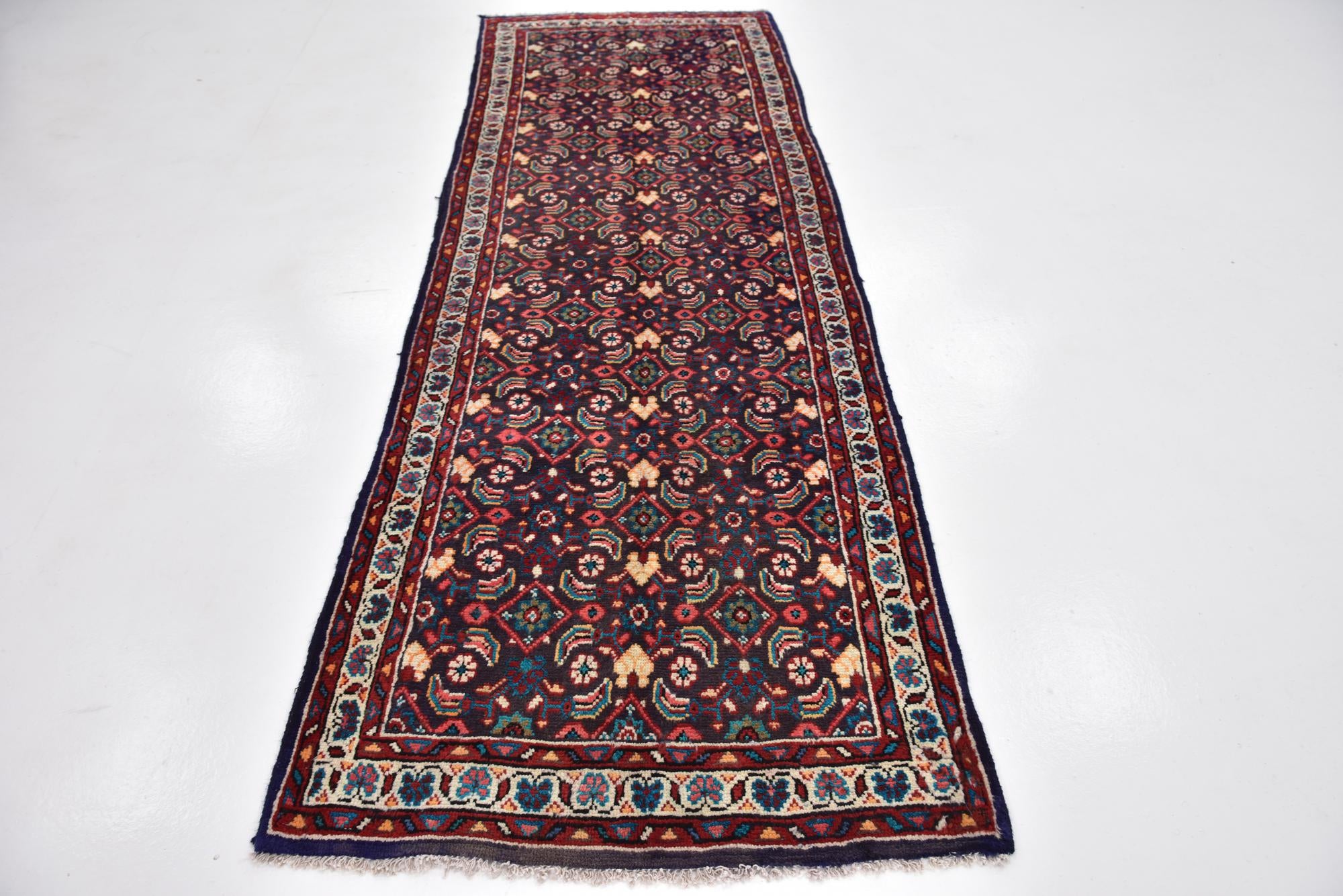 105cm x 310cm anudado a mano Hossainabad Alfombra Persa Lana Pasillera