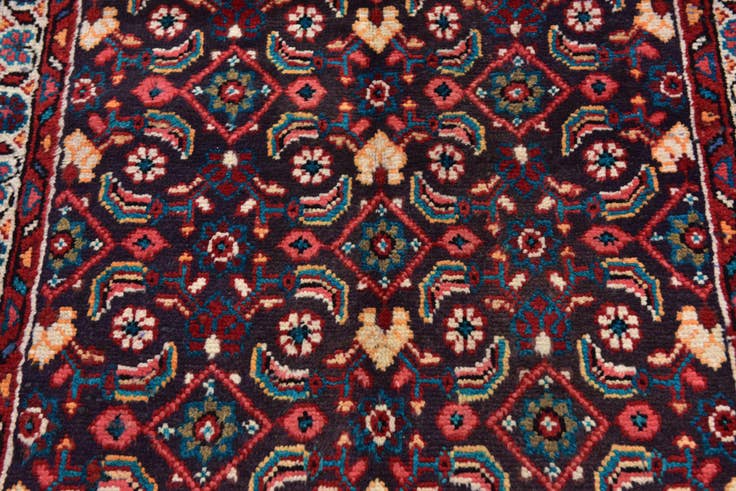 Detail image of 105cm x 310cm anudado a mano Hossainabad Alfombra Persa Lana Pasillera