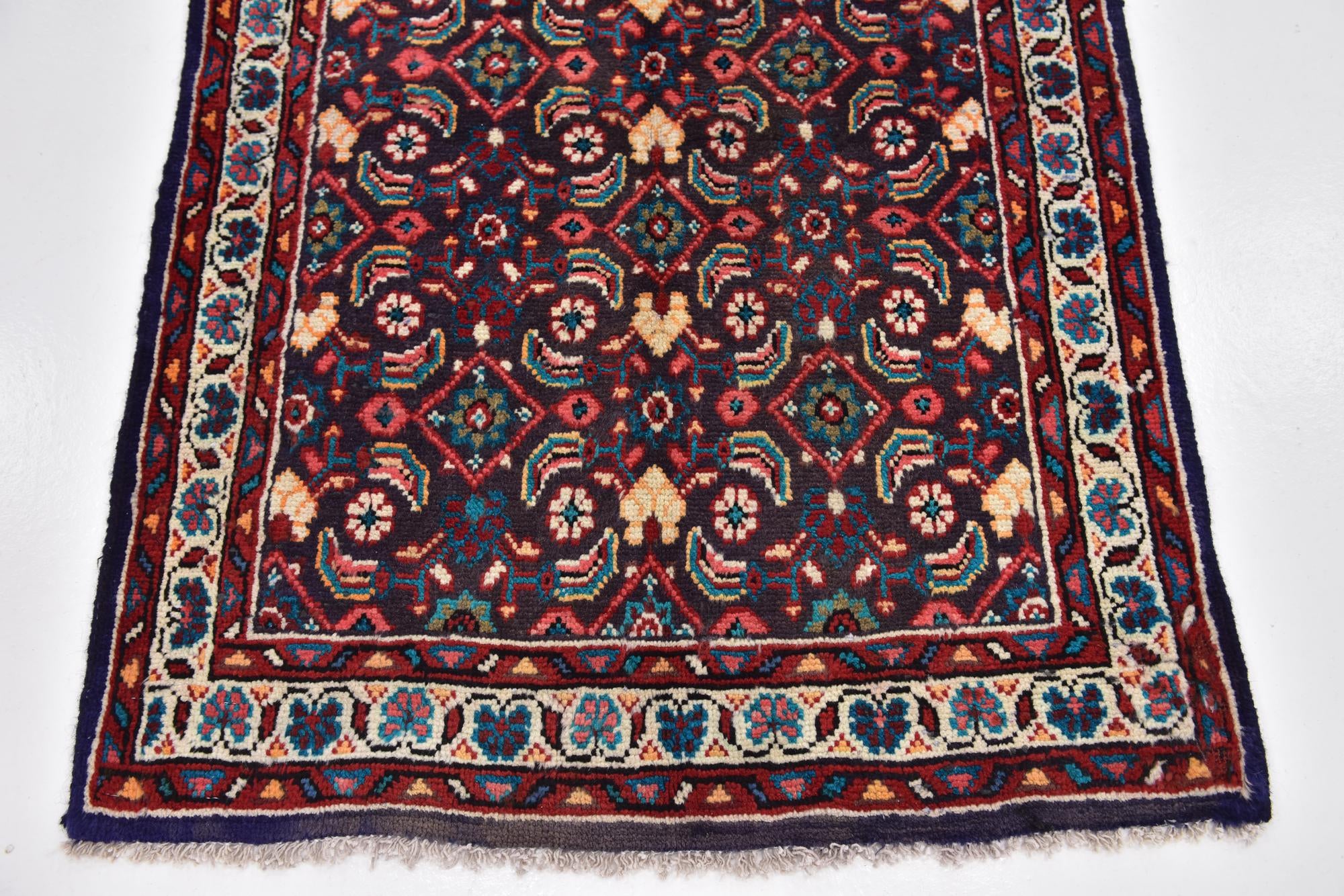 105cm x 310cm anudado a mano Hossainabad Alfombra Persa Lana Pasillera