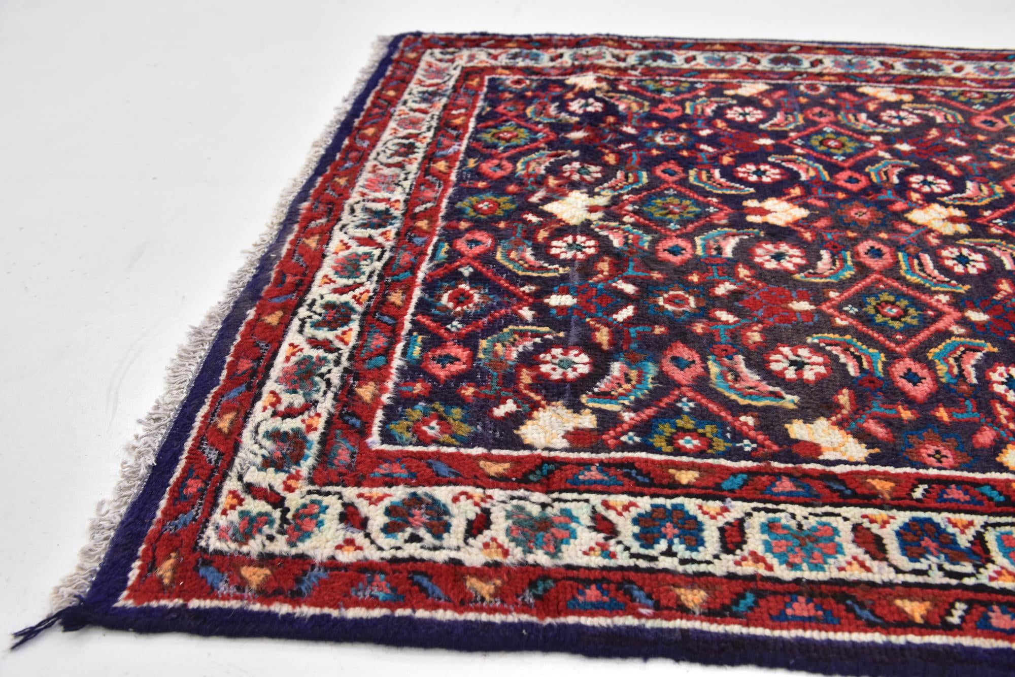 105cm x 310cm anudado a mano Hossainabad Alfombra Persa Lana Pasillera