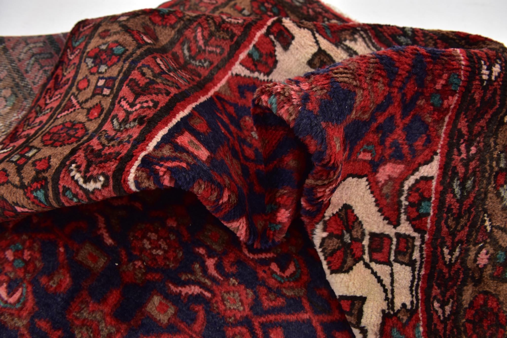 4' x 10' 2 Hand Knotted Hossainabad Persian Wool Runner Rug