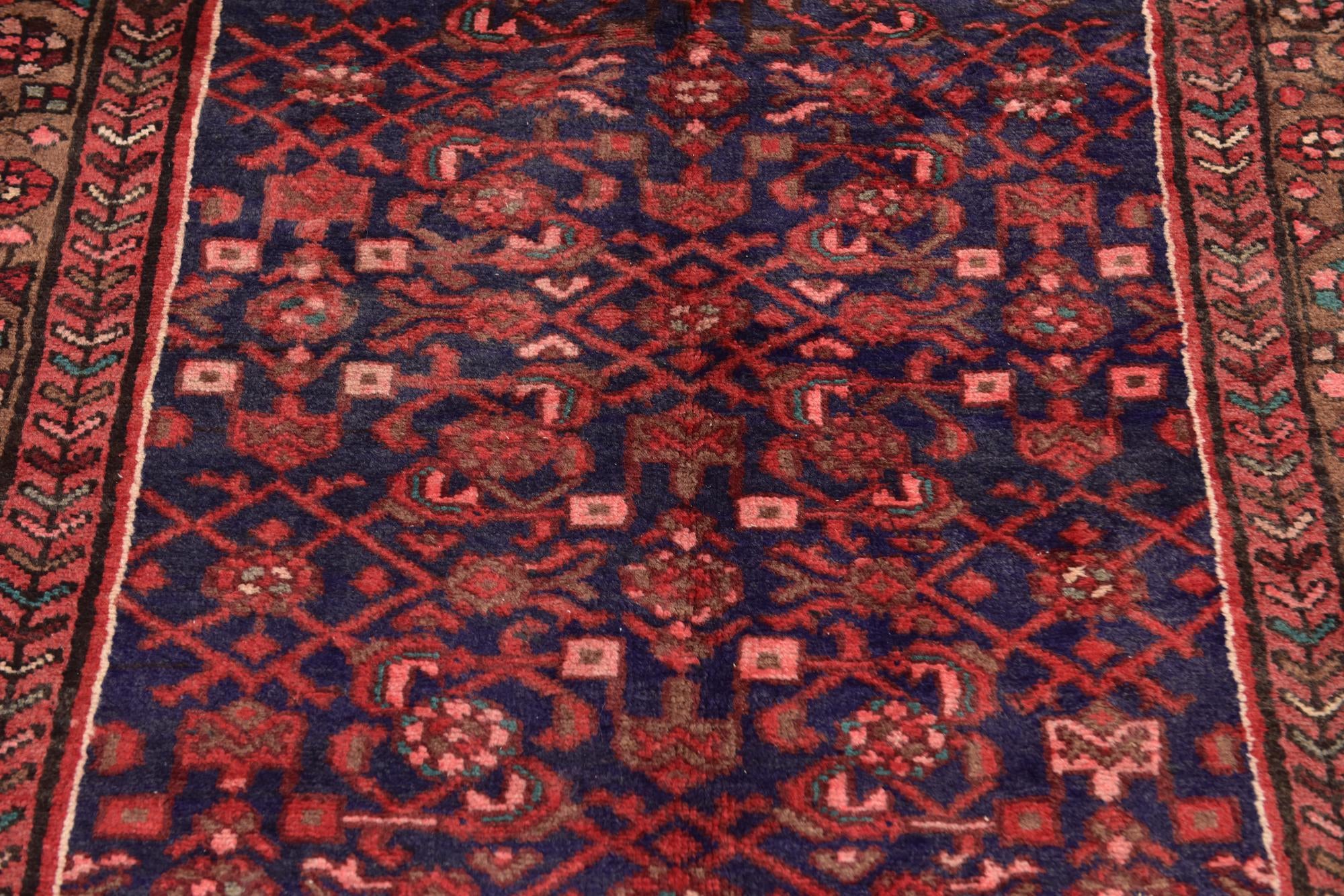 4' x 10' 2 Hand Knotted Hossainabad Persian Wool Runner Rug