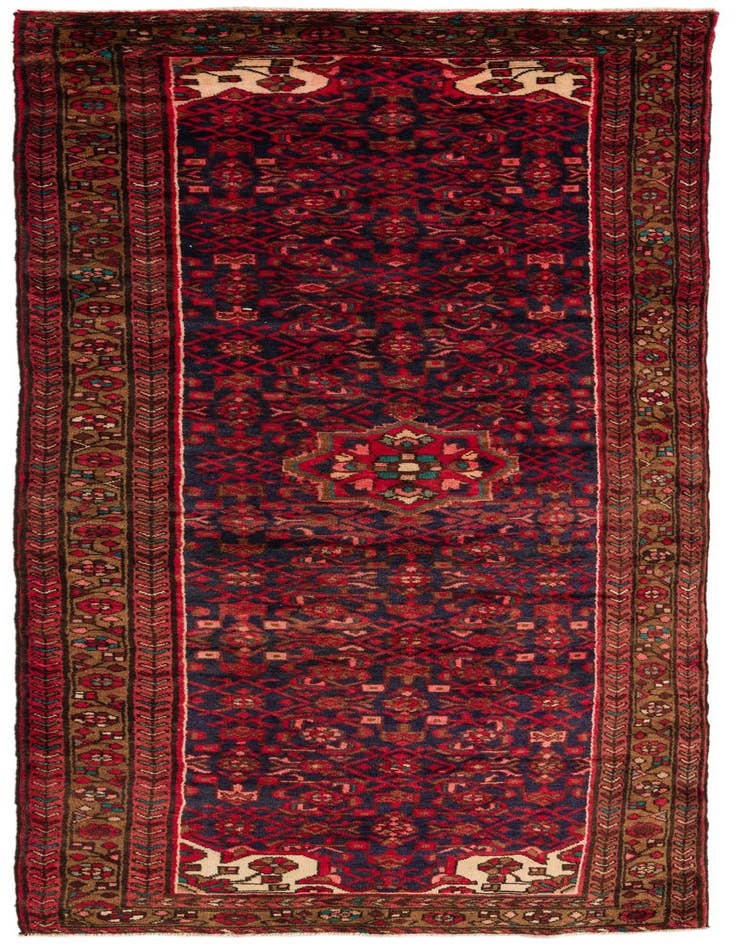 Detail image of 4' x 10' 2 Hand Knotted Hossainabad Persian Wool Runner Rug