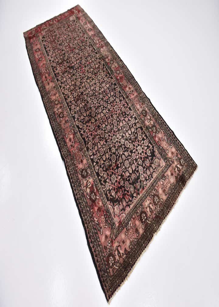4' 2 x 10' 3 Hand Knotted Hossainabad Persian Wool Runner Rug