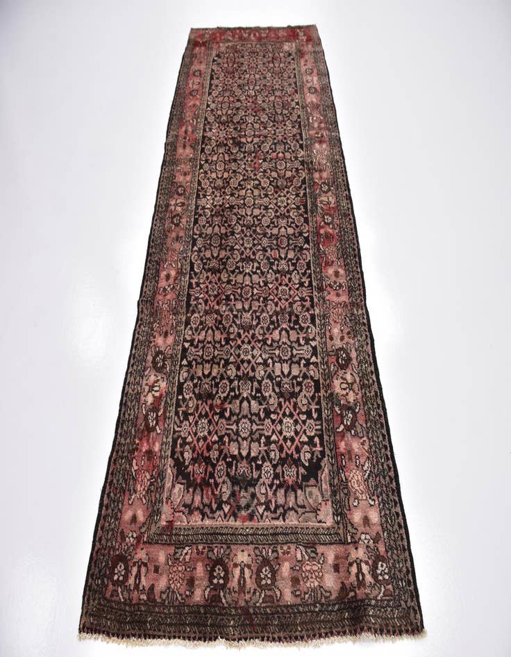 Detail image of 4' 2 x 10' 3 Hand Knotted Hossainabad Persian Wool Runner Rug