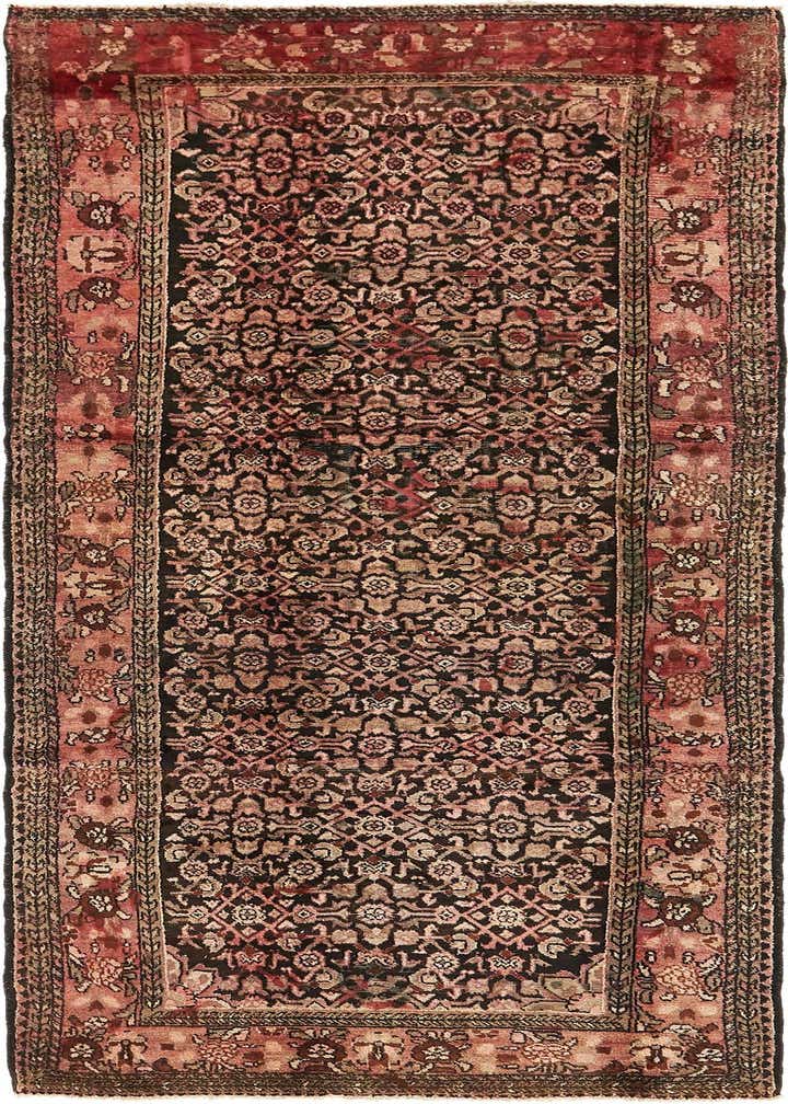 4' 2 x 10' 3 Hand Knotted Hossainabad Persian Wool Runner Rug