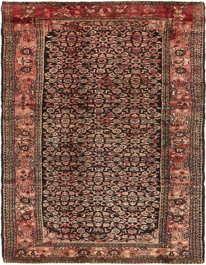 4' 2 x 10' 3 Hand Knotted Hossainabad Persian Wool Runner Rug