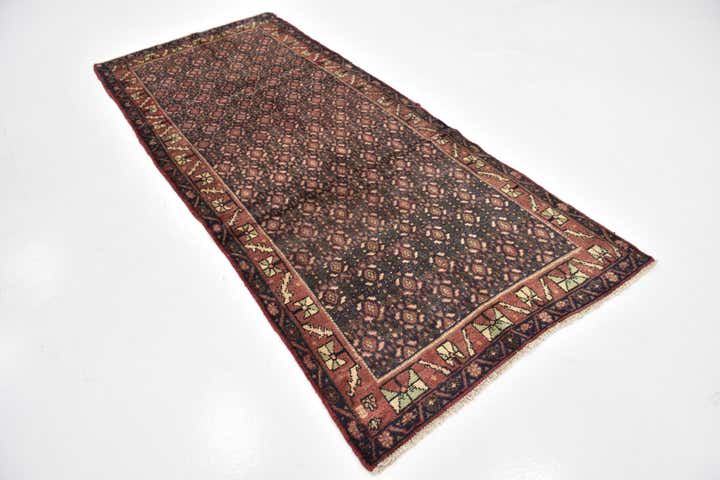 3' 9 x 8' 7 Hand Knotted Hossainabad Persian Wool Runner Rug