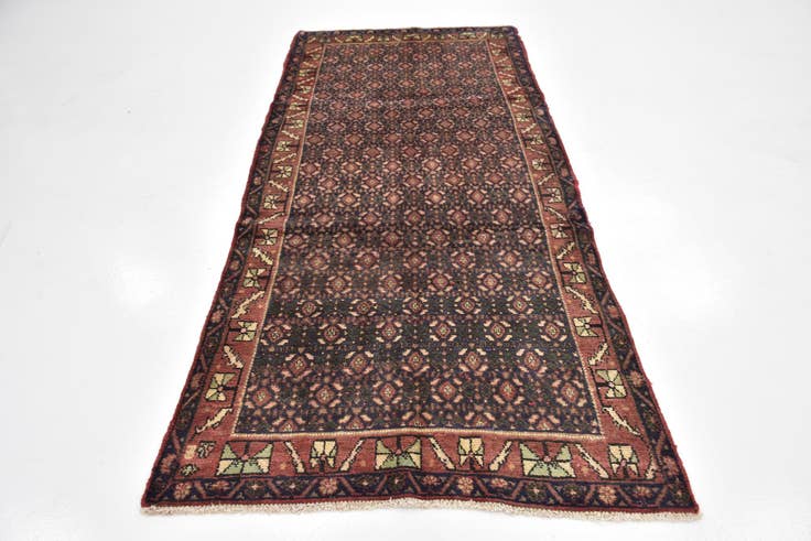 Detail image of 3' 9 x 8' 7 Hand Knotted Hossainabad Persian Wool Runner Rug