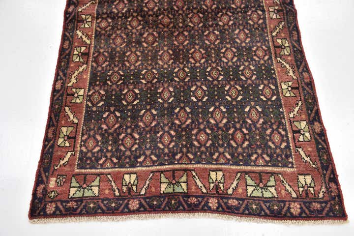 3' 9 x 8' 7 Hand Knotted Hossainabad Persian Wool Runner Rug