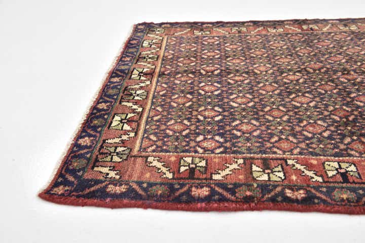3' 9 x 8' 7 Hand Knotted Hossainabad Persian Wool Runner Rug