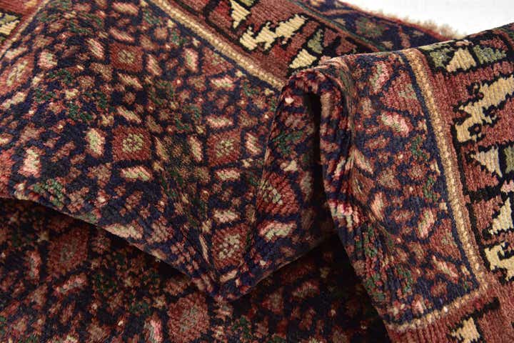3' 9 x 8' 7 Hand Knotted Hossainabad Persian Wool Runner Rug