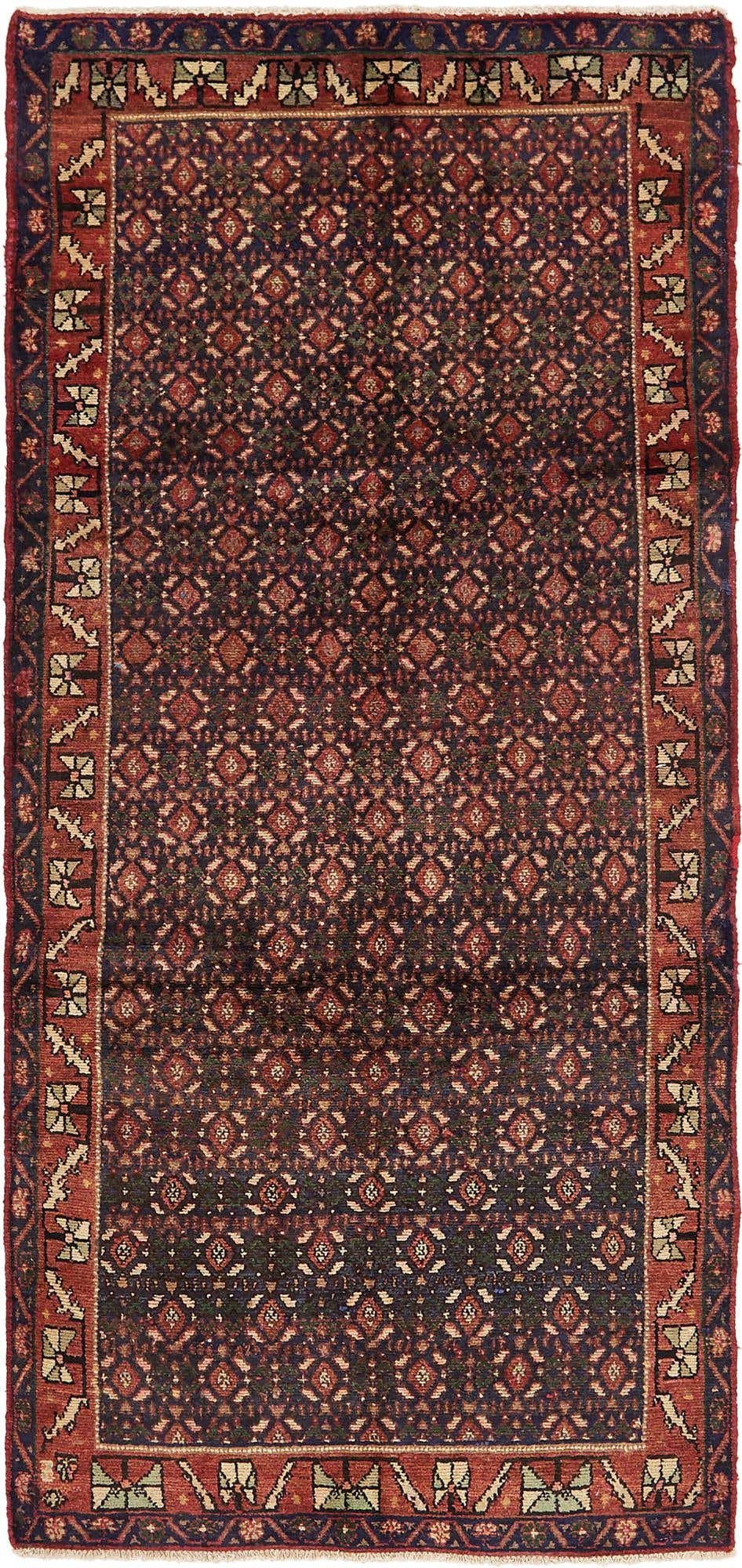 3' 9 x 8' 7 Hand Knotted Hossainabad Persian Wool Runner Rug