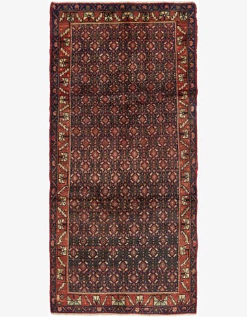 3' 9 x 8' 7 Hand Knotted Hossainabad Persian Wool Runner Rug