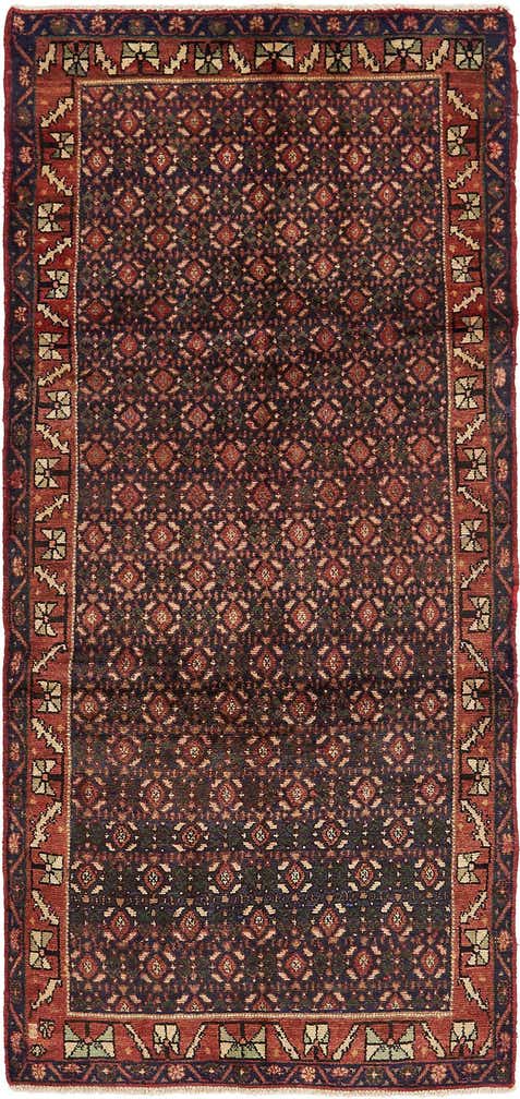 3' 9 x 8' 7 Hand Knotted Hossainabad Persian Wool Runner Rug