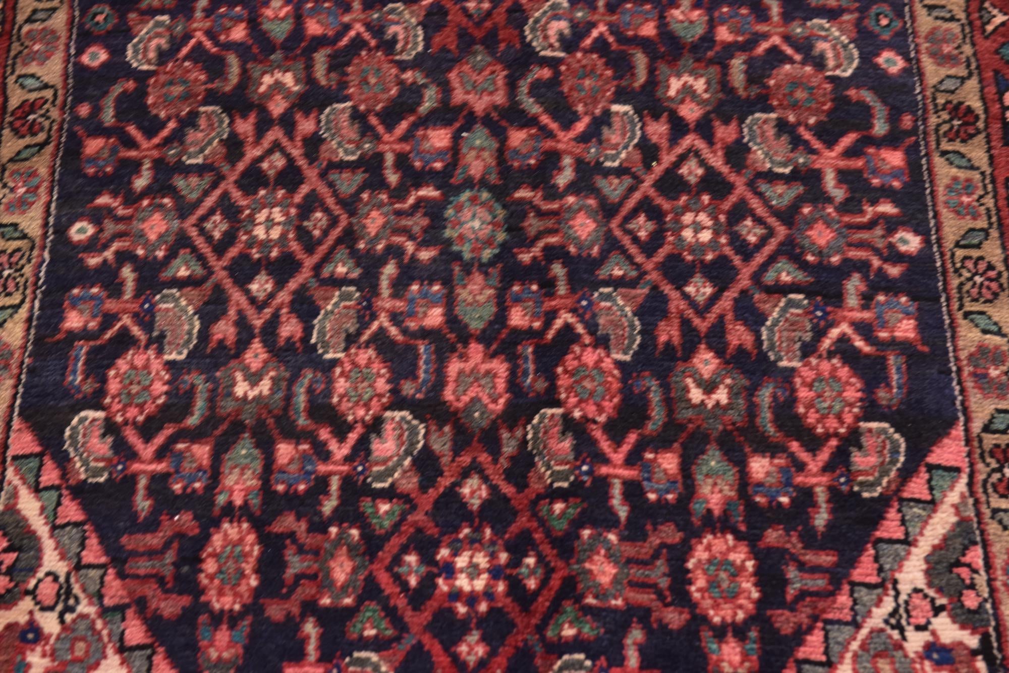 3' 9 x 10' Hand Knotted Hossainabad Persian Wool Runner Rug