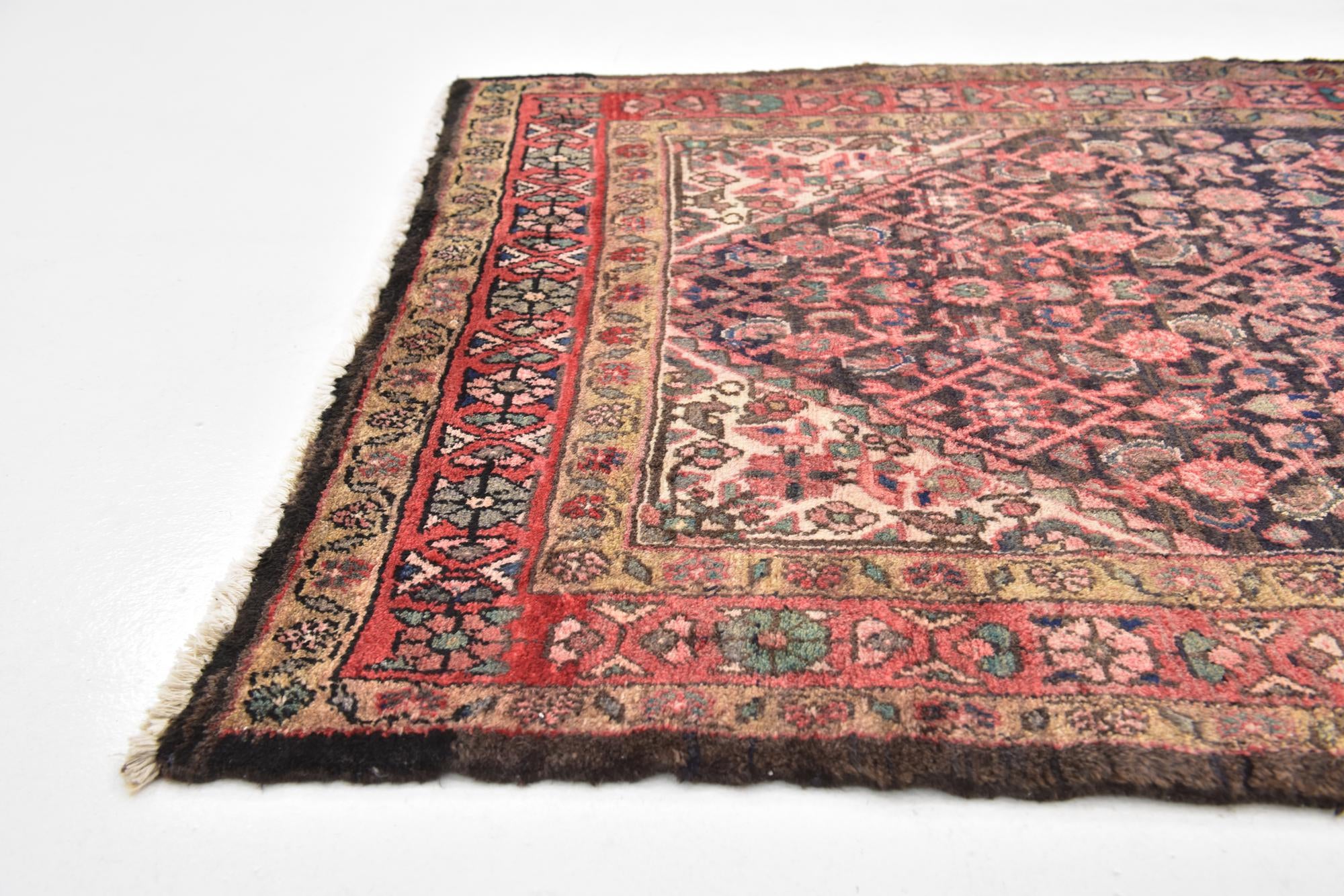 3' 9 x 10' Hand Knotted Hossainabad Persian Wool Runner Rug