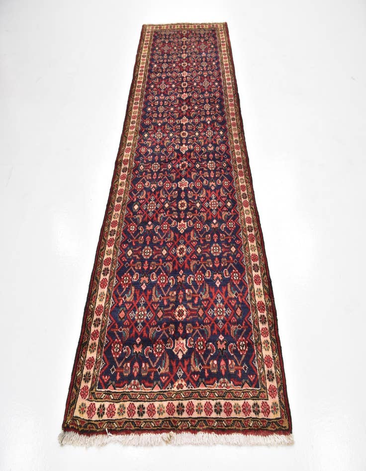 Detail image of 3' 9 x 9' 9  Hand Knotted Hossainabad Persian Wool Runner Rug