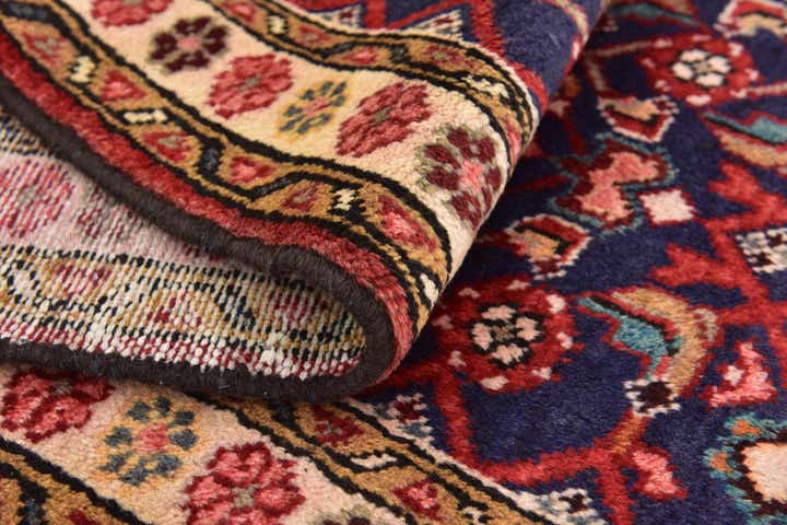 3' 9 x 9' 9 Hand Knotted Hossainabad Persian Wool Runner Rug