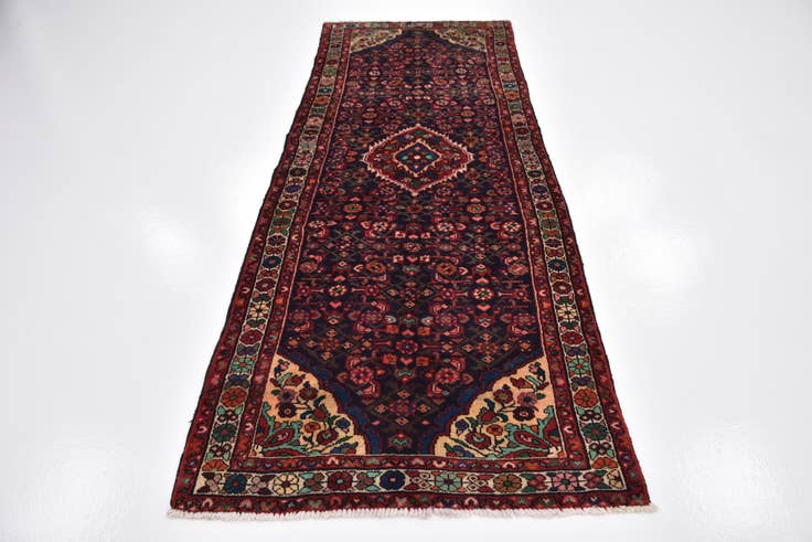 Detail image of 3' 5 x 9' 5 Hand Knotted Hossainabad Persian Wool Runner Rug