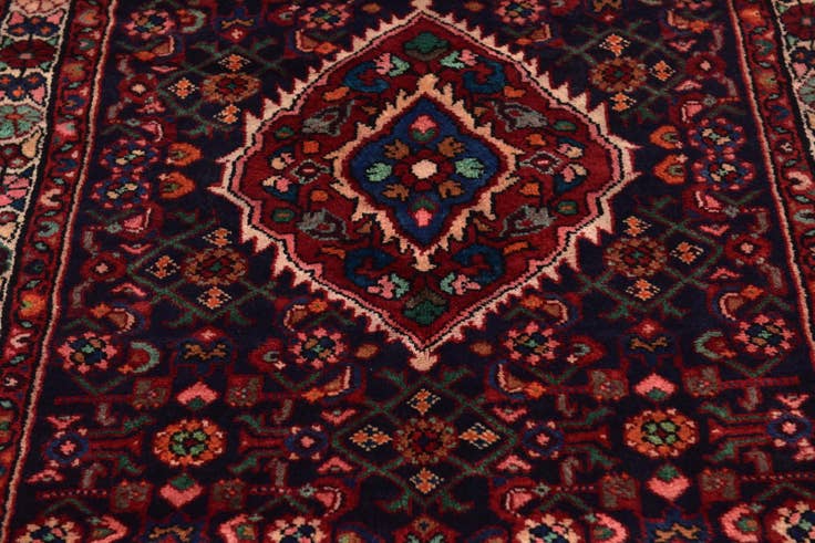 Detail image of 3' 5 x 9' 5 Hand Knotted Hossainabad Persian Wool Runner Rug