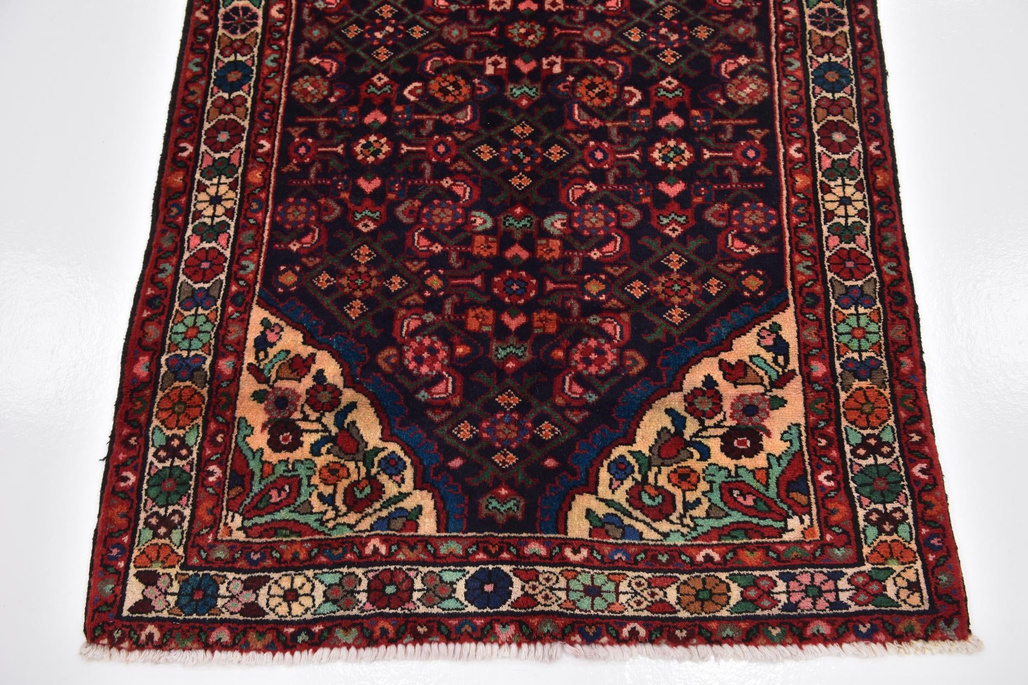 105cm x 285cm anudado a mano Hossainabad Alfombra Persa Lana Pasillera