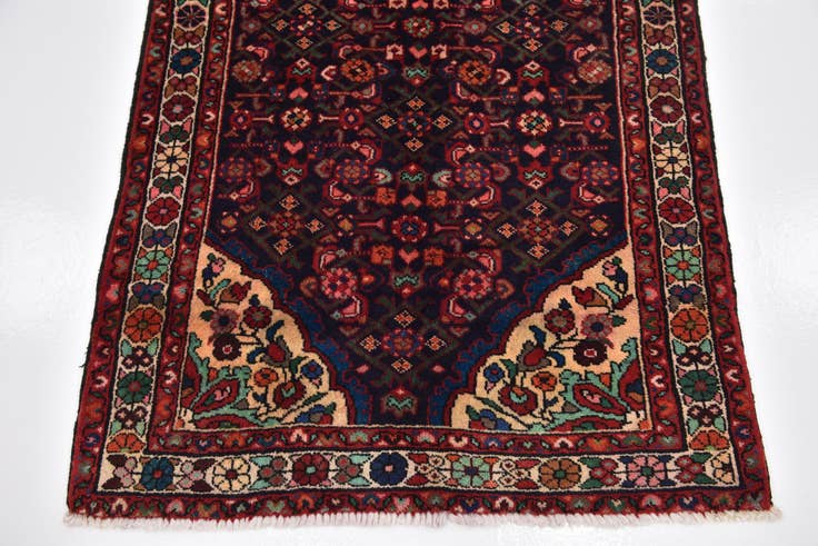 Detail image of 3' 5 x 9' 5 Hand Knotted Hossainabad Persian Wool Runner Rug