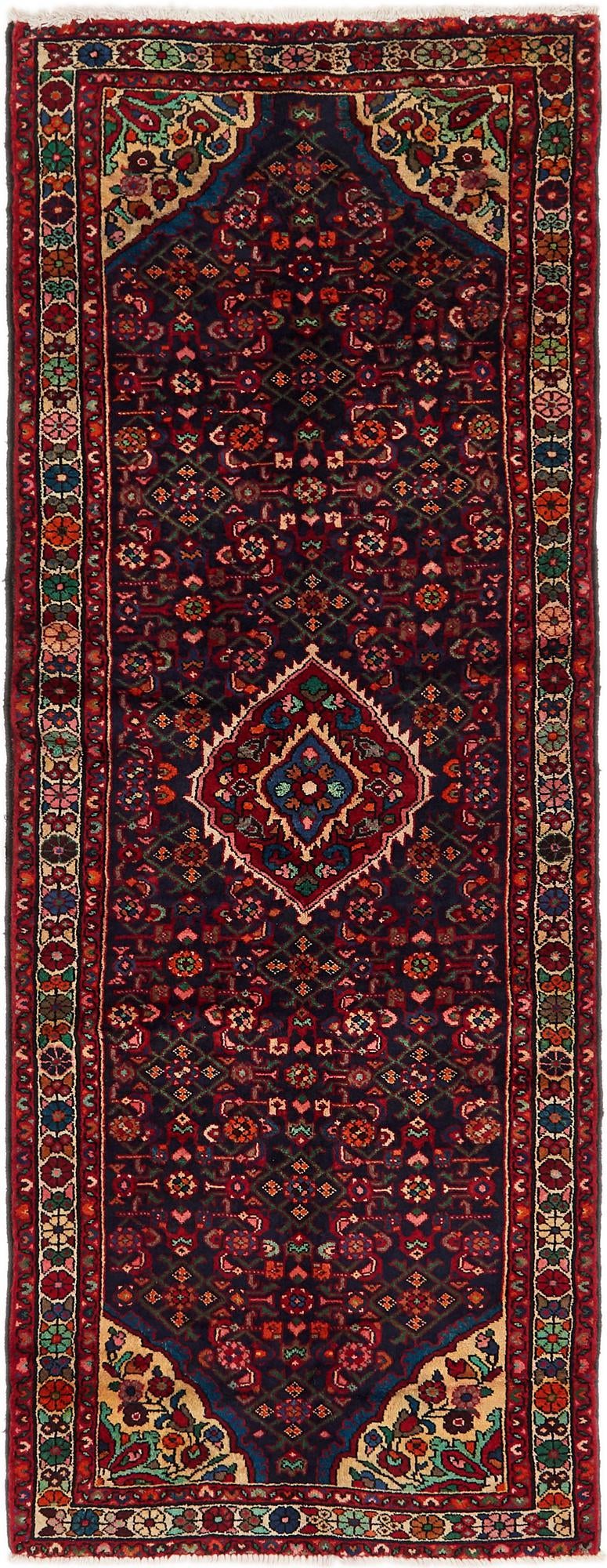 3' 5 x 9' 5 Hand Knotted Hossainabad Persian Wool Runner Rug