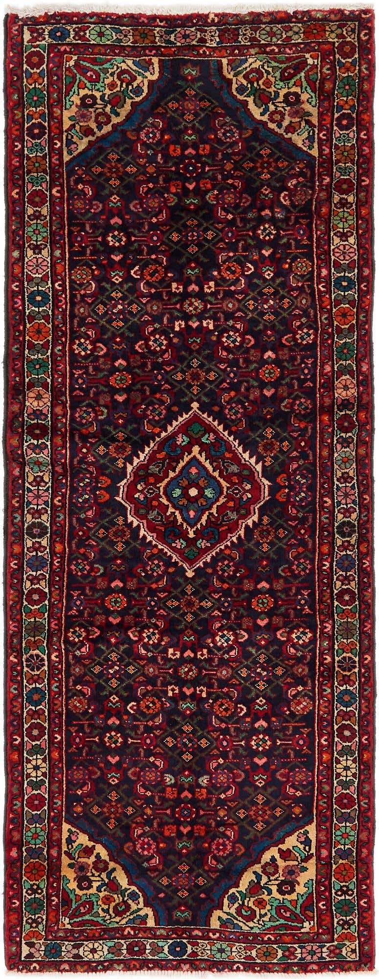3' 5 x 9' 5 Hand Knotted Hossainabad Persian Wool Runner Rug