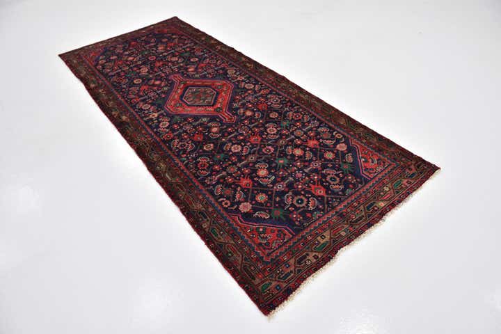 3' 10 x 9' 6 Hand Knotted Hossainabad Persian Wool Runner Rug