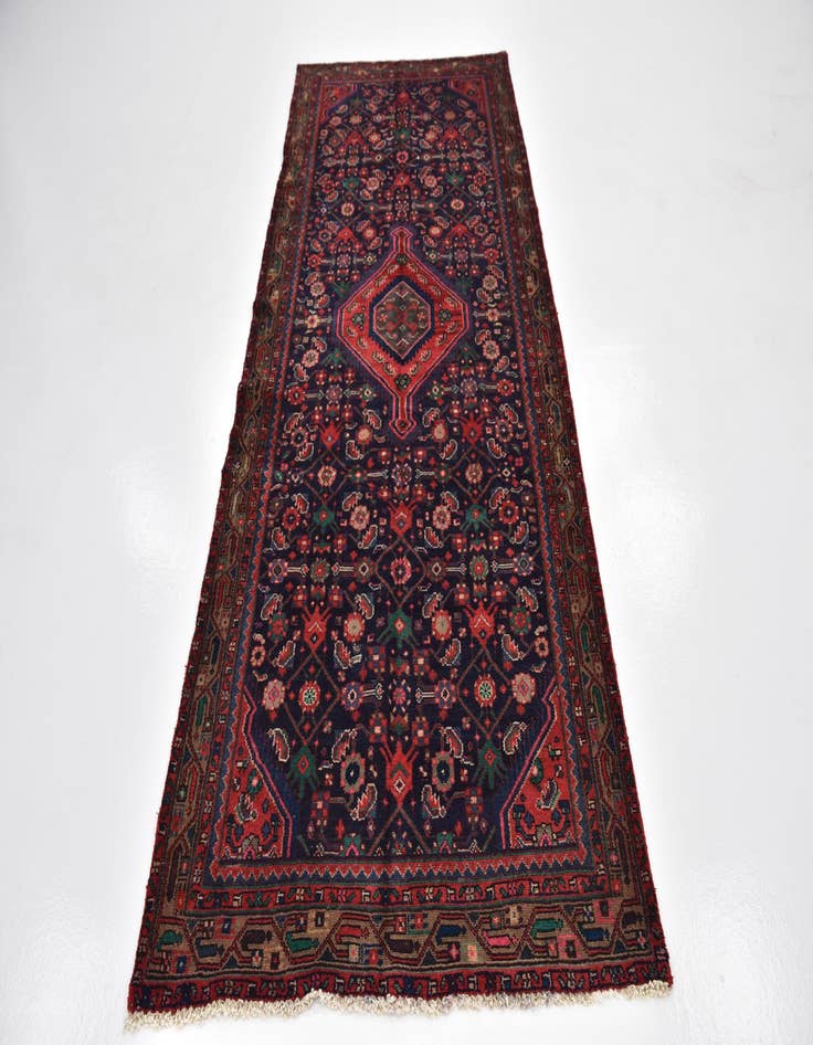 Detail image of 3' 10 x 9' 6 Hand Knotted Hossainabad Persian Wool Runner Rug