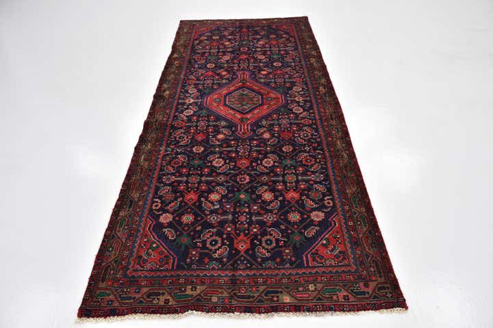 3' 10 x 9' 6 Hand Knotted Hossainabad Persian Wool Runner Rug