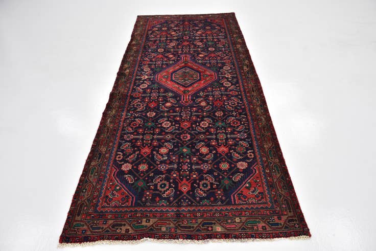 Detail image of 3' 10 x 9' 6 Hand Knotted Hossainabad Persian Wool Runner Rug
