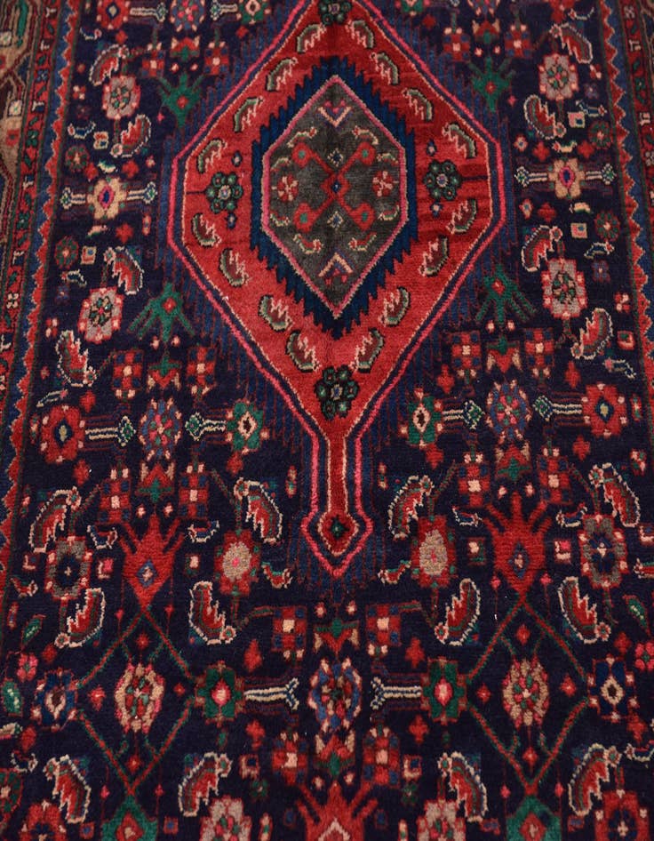 Detail image of 3' 10 x 9' 6 Hand Knotted Hossainabad Persian Wool Runner Rug