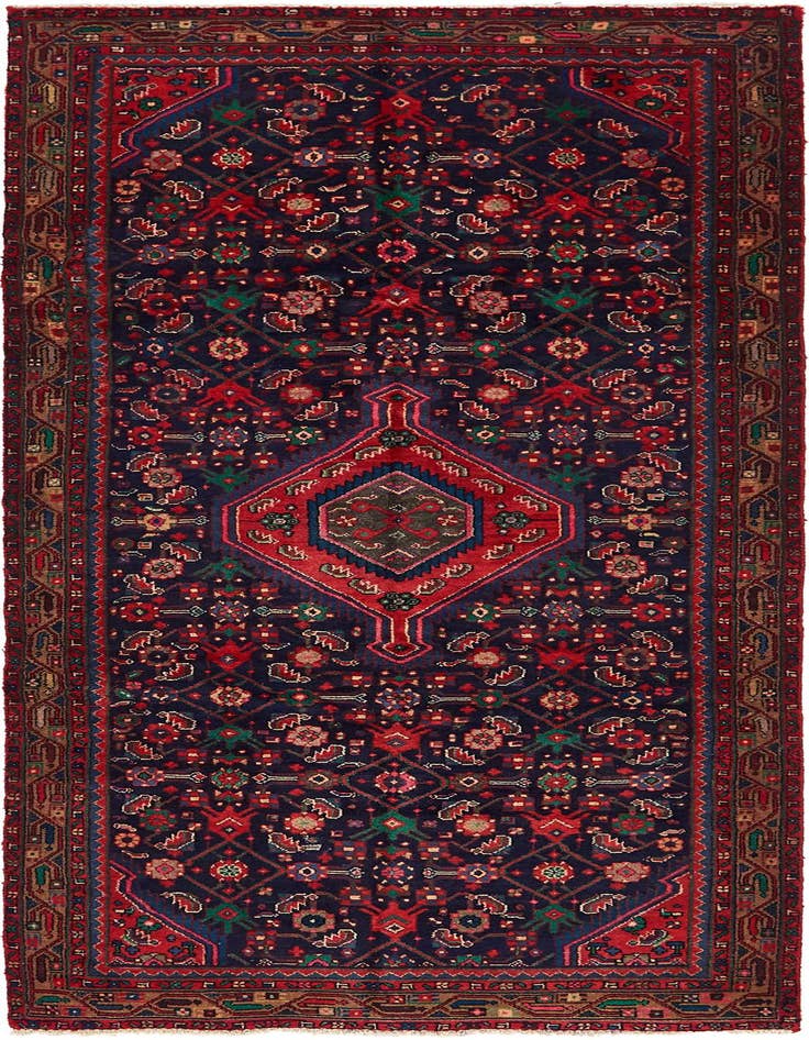 Detail image of 3' 10 x 9' 6 Hand Knotted Hossainabad Persian Wool Runner Rug