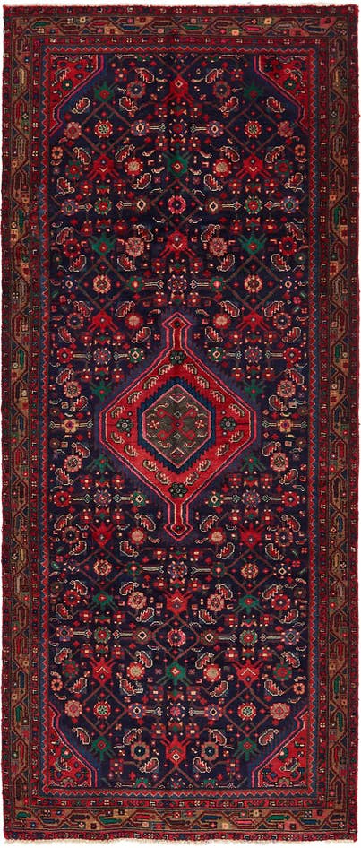 Detail image of 3' 10 x 9' 6 Hand Knotted Hossainabad Persian Wool Runner Rug