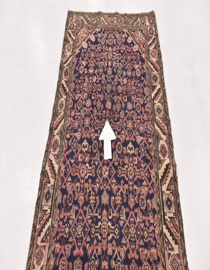 Detail image of 3' 4 x 12' 7 Hand Knotted Hossainabad Persian Wool Runner Rug