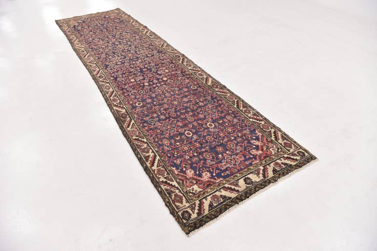 Detail image of 3' 4 x 12' 7 Hand Knotted Hossainabad Persian Wool Runner Rug