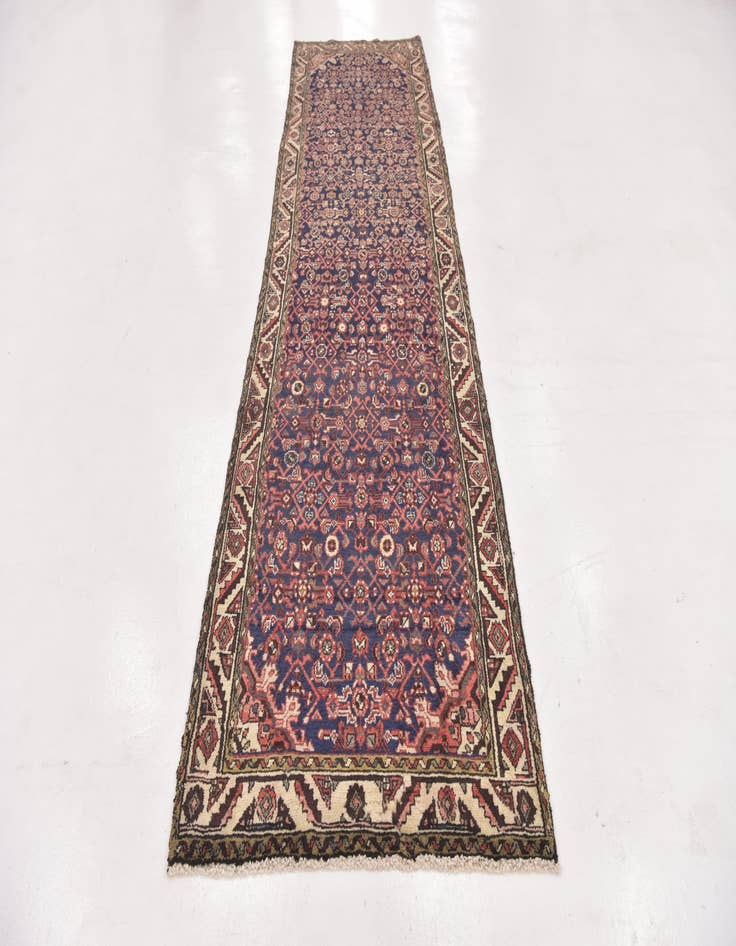 Detail image of 3' 4 x 12' 7 Hand Knotted Hossainabad Persian Wool Runner Rug