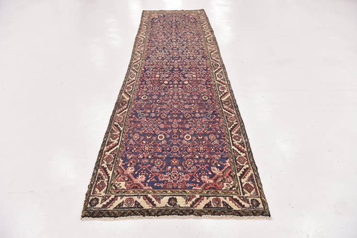 Detail image of 3' 4 x 12' 7 Hand Knotted Hossainabad Persian Wool Runner Rug